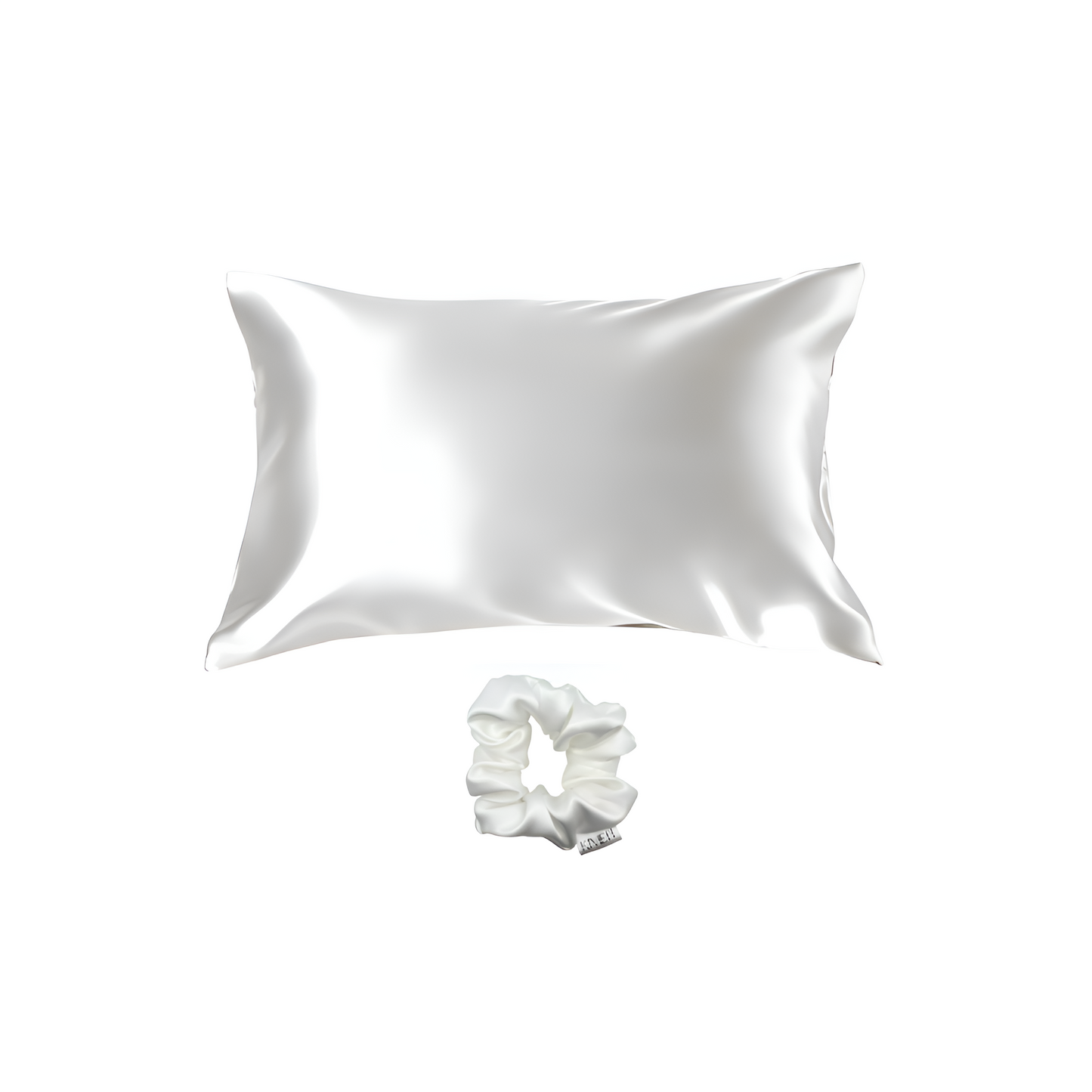 Kivien Silk DUO šilkinis pagalvės užvalkalas + plaukų gumytė „Coconut White”