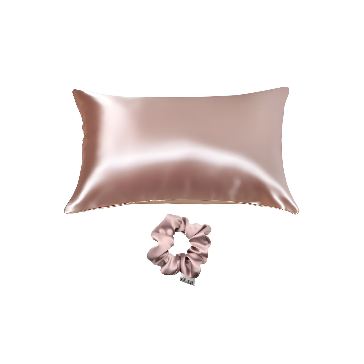 Kivien Silk DUO šilkinis pagalvės užvalkalas + plaukų gumytė „Lychee Pink”