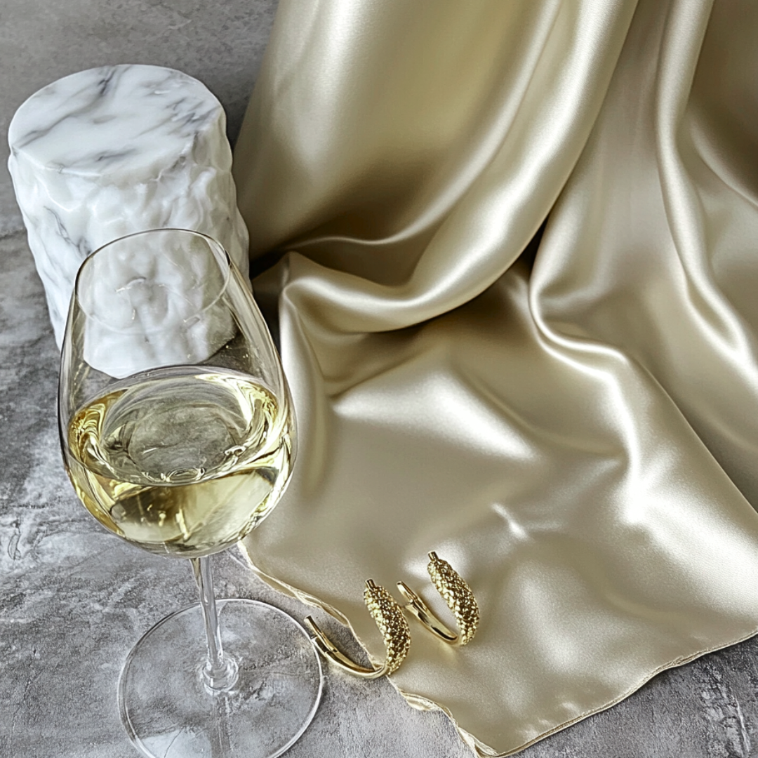 Kivien Silk DUO šilkinis pagalvės užvalkalas + miego akių kaukė „Golden Peach”